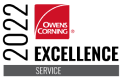 Logo of Owens Corning Roofing Platinum Preferred Contractor. The logo features a red square with the white text "OWENS CORNING" inside. Below the red square is text in black and grey that reads "PLATINUM PREFERRED CONTRACTOR" and "SERVICE" inside a grey rectangle.