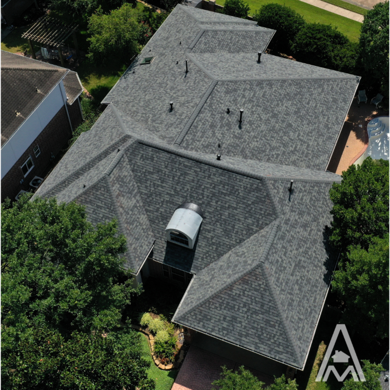 Dark grey roof replacement in Houston