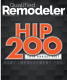 The image is the cover of "Qualified Remodeler" magazine, featuring the "HIP 200" list. The background is a pattern of dark gray squares, and the "HIP 200" text is prominently displayed in large, bold, orange and white font.