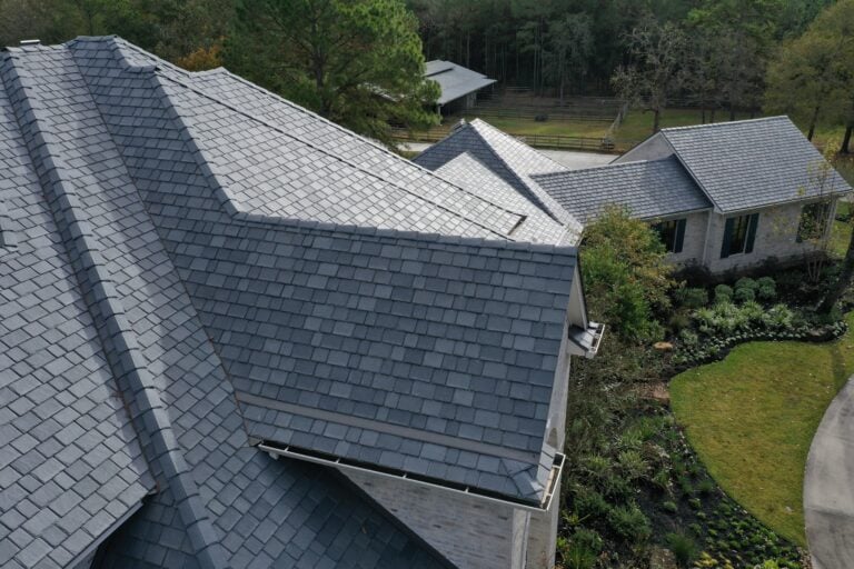 close up of composite davinci slate roof