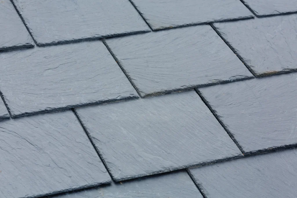 close up of traditional slate roof tiles