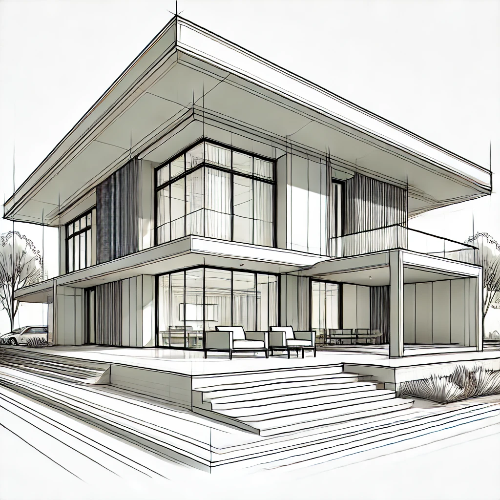 Flat roof on a modern house in Houston