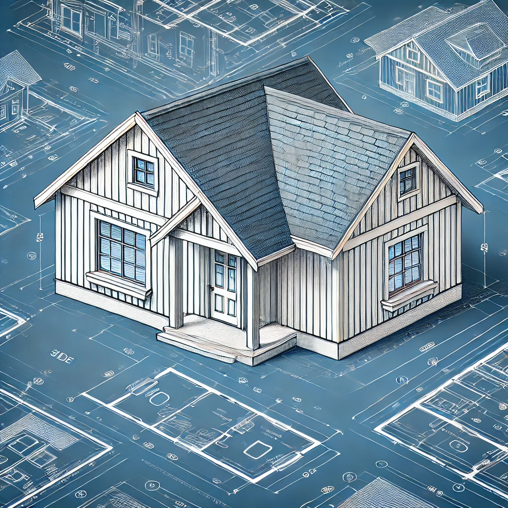 Blueprint of a gable roof in Houston